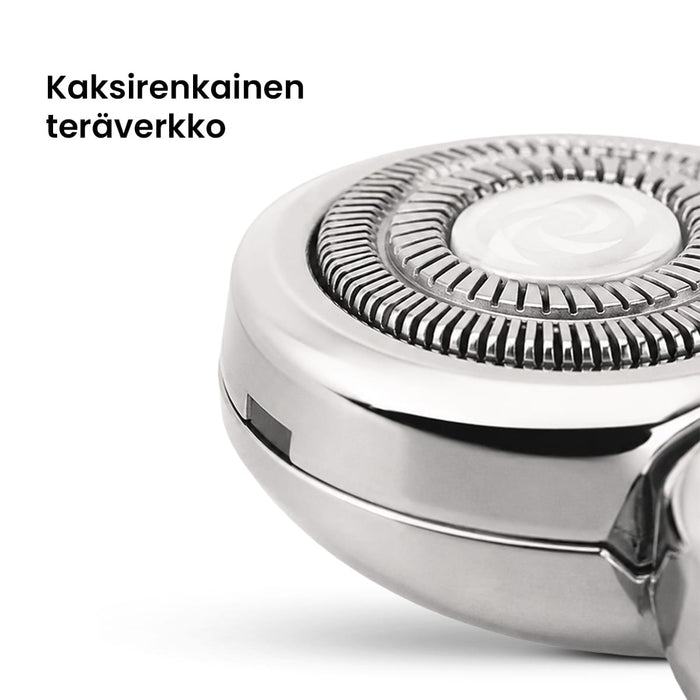 7D-vaihtoajopää, jossa on pyöreä kaksirenkainen teräverkko.