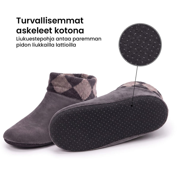 Lämpimät sisätossut liukuesteellä